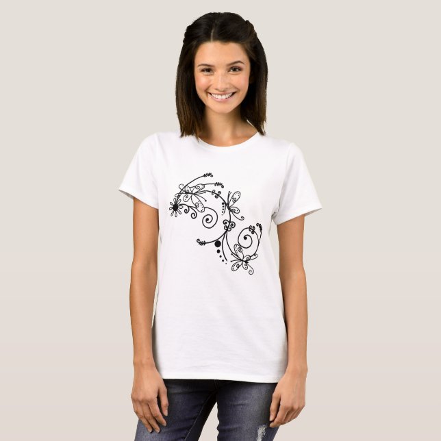 Filigrane Schmetterlinge T-Shirt (Vorne ganz)