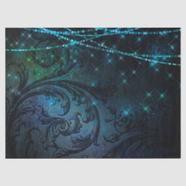 Filigree Blume und Lichter auf dunklem Dekor Seidenpapier