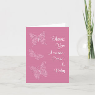 Filigree Butterfly Dankeschön Karte (pink)