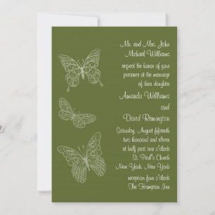 Filigree Butterfly Hochzeit Einladung Olivenöl Grü