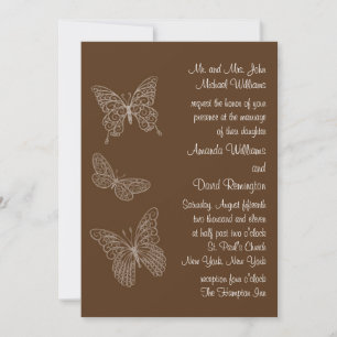 Filigree Butterfly Wedding Einladung in Brown