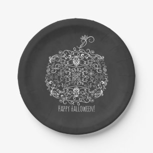 Filigree Chalkboard Fall Pumpkin Herbst Herbst Par Pappteller