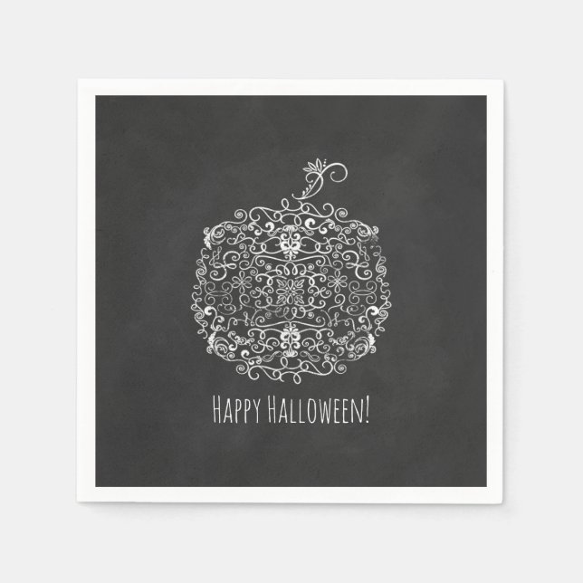 Filigree Chalkboard Fall Pumpkin Herbst Herbst Par Serviette (Vorderseite)