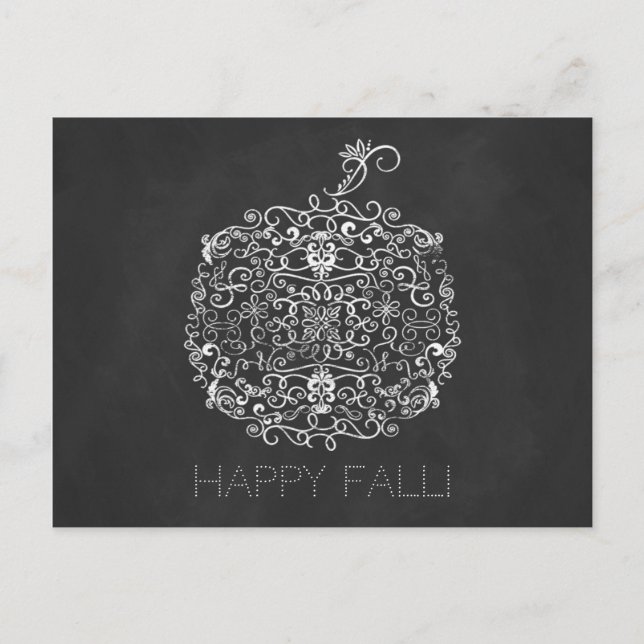 Filigree Chalkboard Fall Pumpkin Herbst Herbst Postkarte (Vorderseite)
