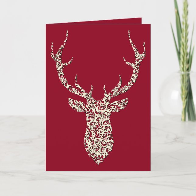 Filigree Christmas Deer Feiertagskarte (Vorderseite)