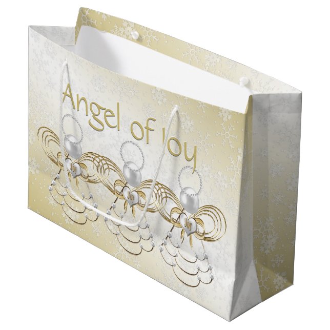 Filigree Engel von Joy Gold Ombre Snowflakes Große Geschenktüte (Vorderseite Schrägansicht)