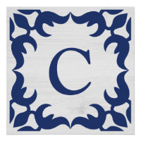 Filigree Gerahmte Monogramm in Navy Blue