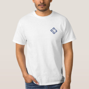 Filigree Gerahmte Monogramm in Navy Blue T-Shirt