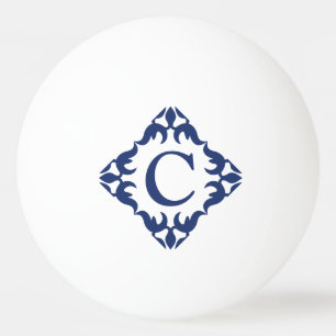 Filigree Gerahmte Monogramm in Navy Blue Tischtennisball