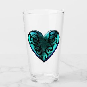 Filigree Goth Ice Blue Herz Glas