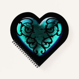 Filigree Goth Ice Blue Herz Notizbuch