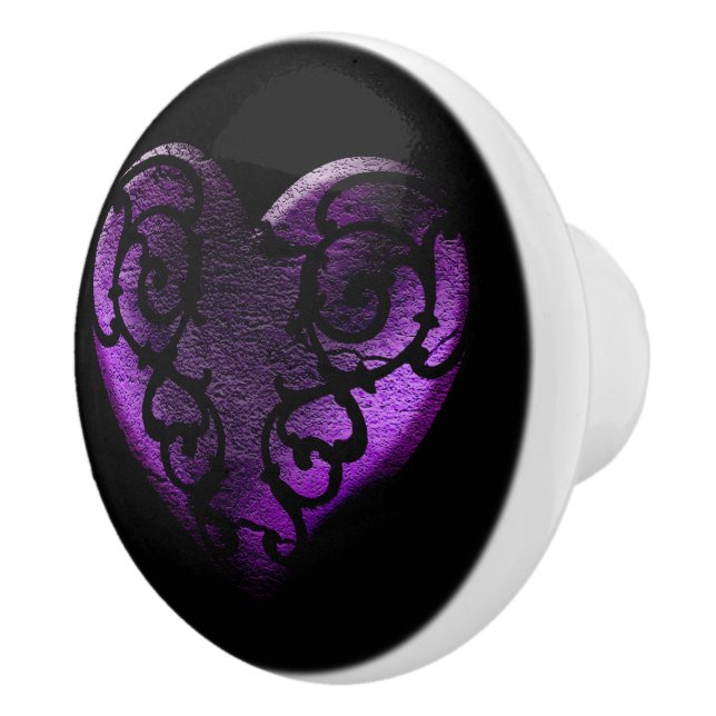 Filigree Goth Lila Heart Keramikknauf (Rechts)