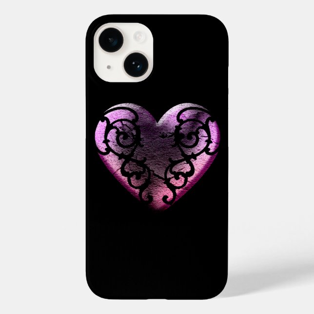 Filigree Goth Pink Heart Case-Mate iPhone 14 Hülle (Rückseite)