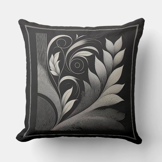 Filigree Leaf Frame Kissen (Vorderseite)
