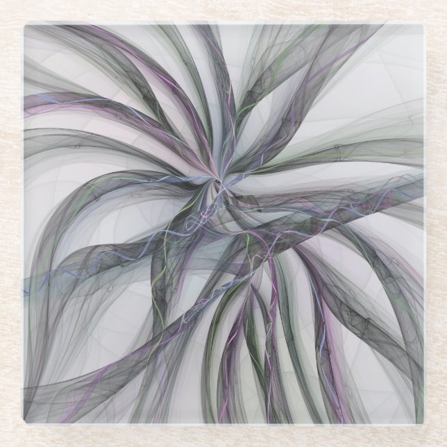Filigree Motions Modernes Abstraktes Schwingen des Glasuntersetzer (Vorderseite)