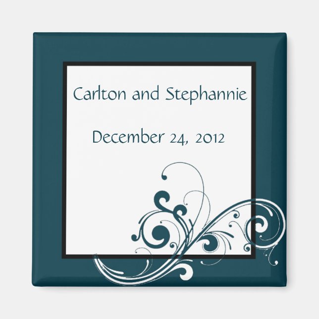 Filigree Navy/White Wedding Magnet (Vorne)