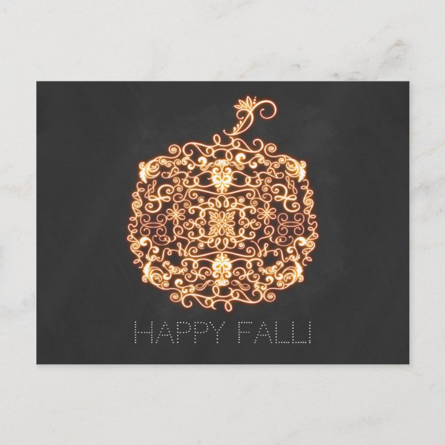 Filigree Orange Glows Pumpkin Herbstfall Postkarte (Vorderseite)
