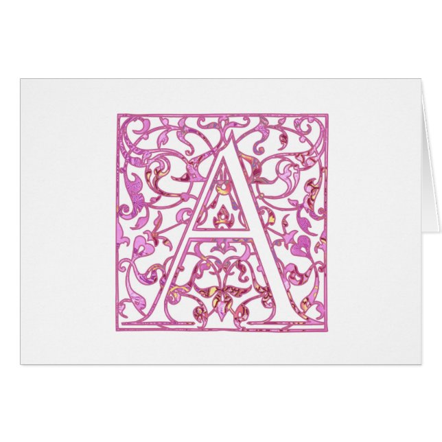 Filigree Pink A Monogram (Vorderseite (Horizontal))