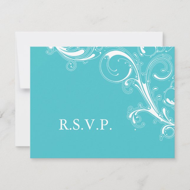 Filigree Swirl Blue Curacao RSVP (Devant)