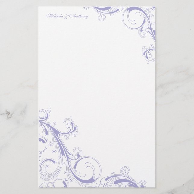 Filigree Swirl Lavender Briefpapier (Vorderseite)