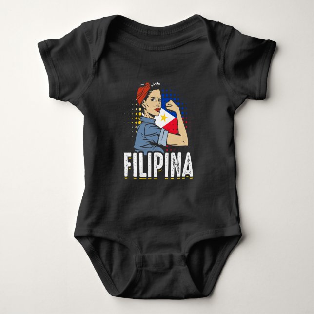 Filipina Foman Girl Philippines Flag Baby Strampler (Vorderseite)