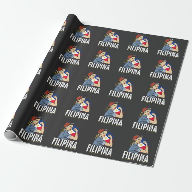 Filipina Foman Girl Philippines Flag Geschenkpapier (Ungerollt)