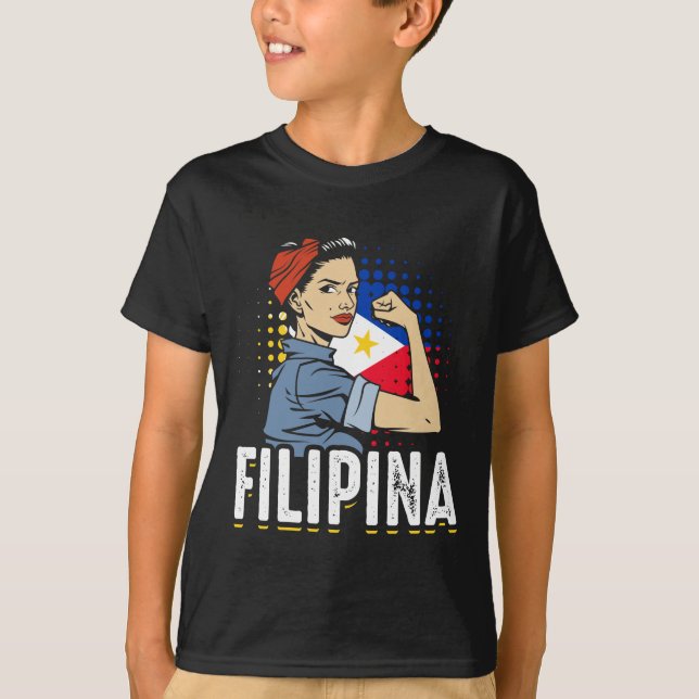 Filipina Foman Girl Philippines Flag T-Shirt (Vorderseite)