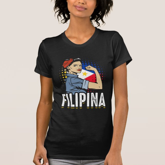 Filipina Foman Girl Philippines Flag T-Shirt (Vorderseite)
