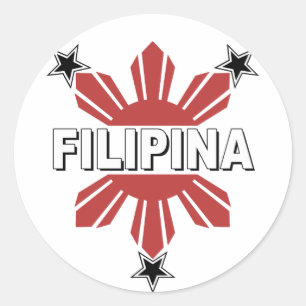 Filipina Sonne und Stern Runder Aufkleber