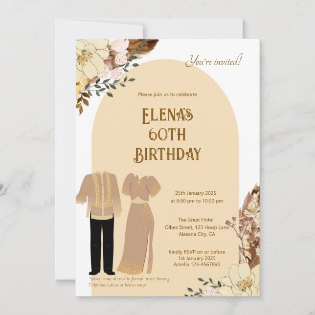 Filipiniana Atteinte Anniversaire Invitation Filip (Devant)
