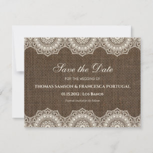 Filipiniana-Spitze auf Jute-Hochzeitseinladungskar Einladung