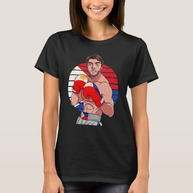 Filipino Boxer Philippinen Flagge Laban Lang Boxin T-Shirt (Vorderseite)