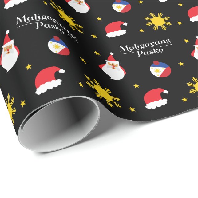 Filipino Christmas Maligayang Pasko Geschenkpapier (Rolleneckpunkt)