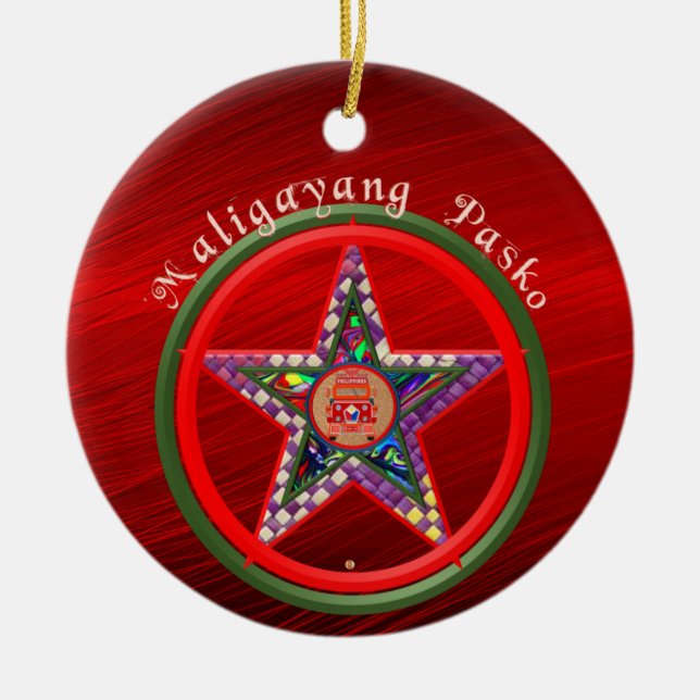 Filipino Christmas Parol & Jeepney Keramik Ornament (Vorne)