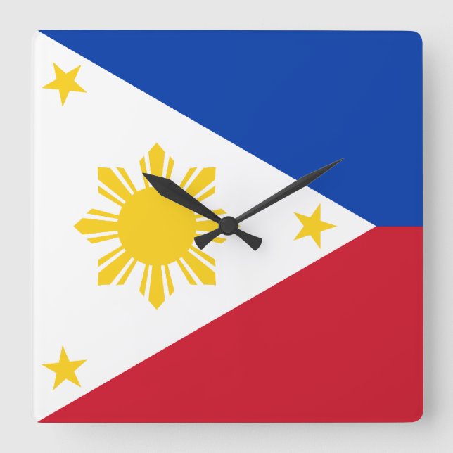Filipino Flag Quadratische Wanduhr (Vorderseite)
