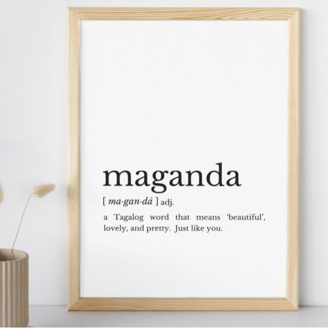 Filipino Gift Maganda Philippines Wall Art Poster (#FilipinoWallArt
#TagalogWords
#MinimalistHomeDecor
#WordDefinitionArt
#GiftForHer
#FilipinaPride
)