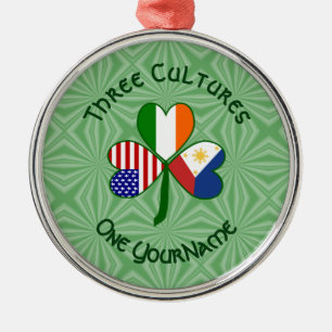 Filipino Irisch Amerikanische Flaggen Kleeblatt De Ornament Aus Metall
