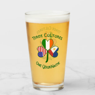 Filipino Irisch Amerikanische Flaggen Kleeblatt Pe Glas