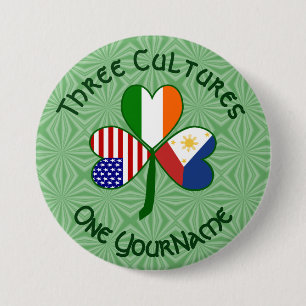 Filipino Irisch Amerikanische Flaggen Shamrock Per Button