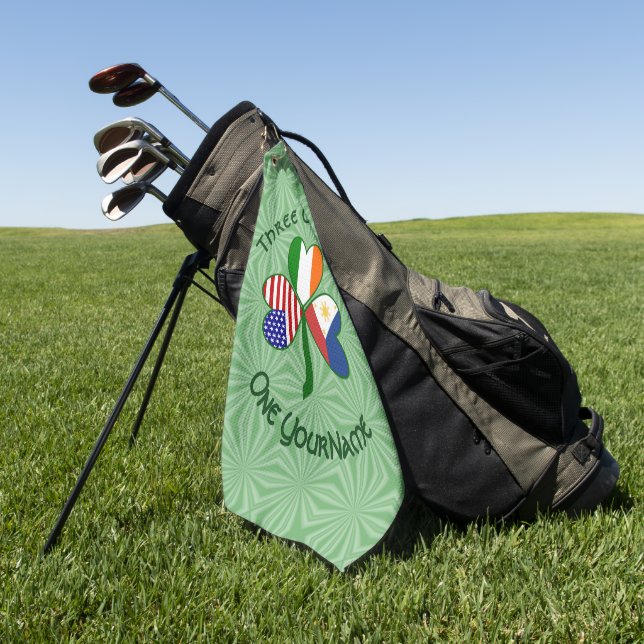 Filipino Irish USA Kleeblatt Flag Personalisiert Golfhandtuch (Gras)