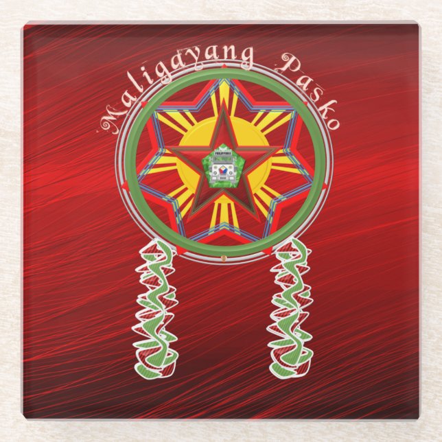 Filipino Parol, Jeepney, philippinische Flagge Glasuntersetzer (Vorderseite)