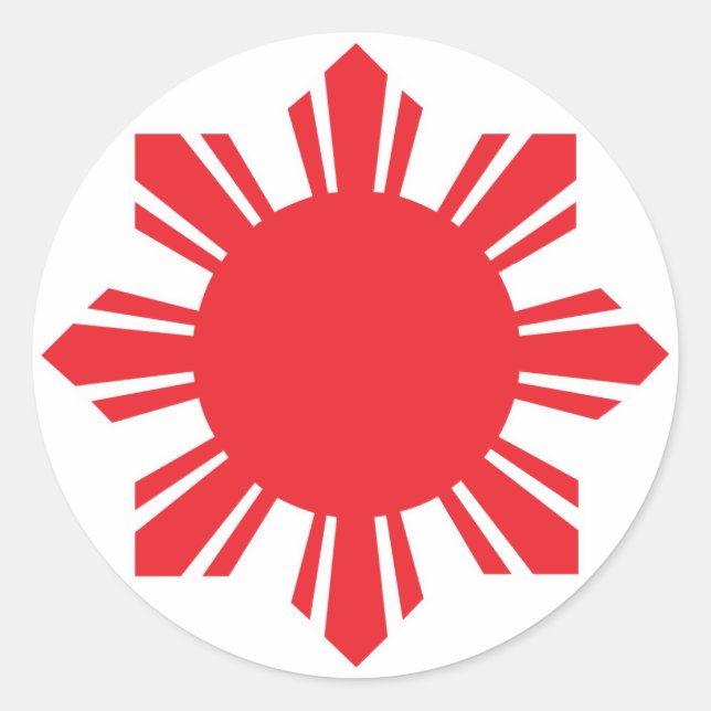 Filipino Sun - Rot Runder Aufkleber (Vorderseite)