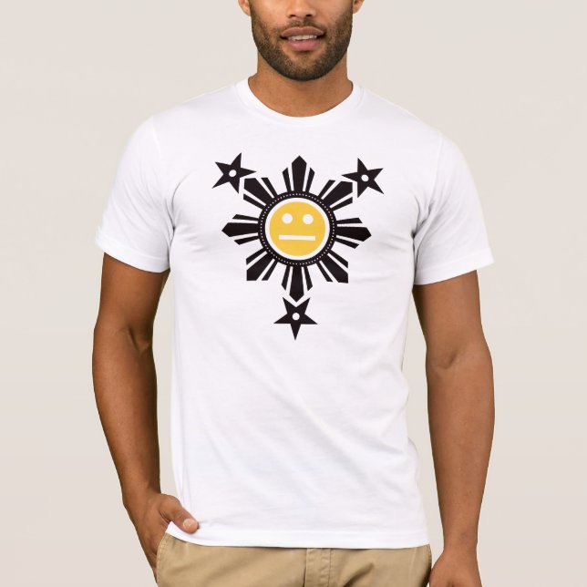 Filipino Sun und Stern-Gesicht - Schwarzes und T-Shirt (Vorderseite)