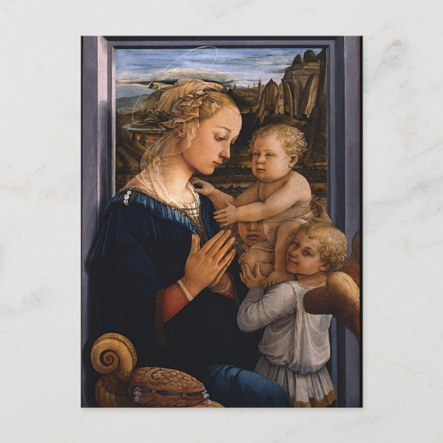 Filippo Lippi - Madonna und Kind mit zwei Engeln Postkarte (Vorderseite)
