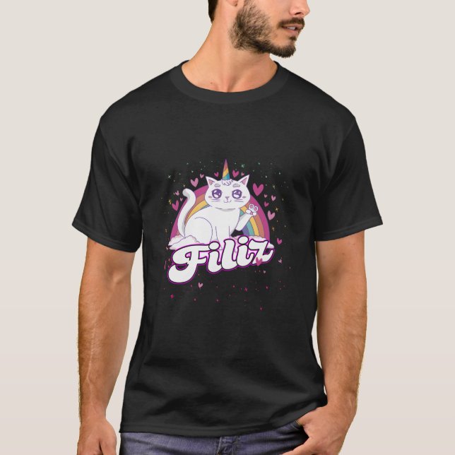 Filiz Adorable Name With Beautiful Caticorn T-Shirt (Vorderseite)