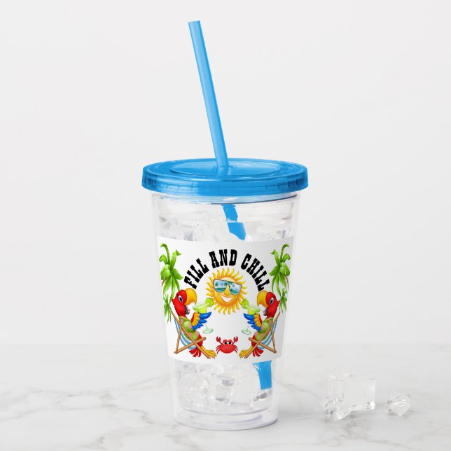 Fill and Chill Parrot Tumbler Acryltrinkbecher (Vorderseite Ice)
