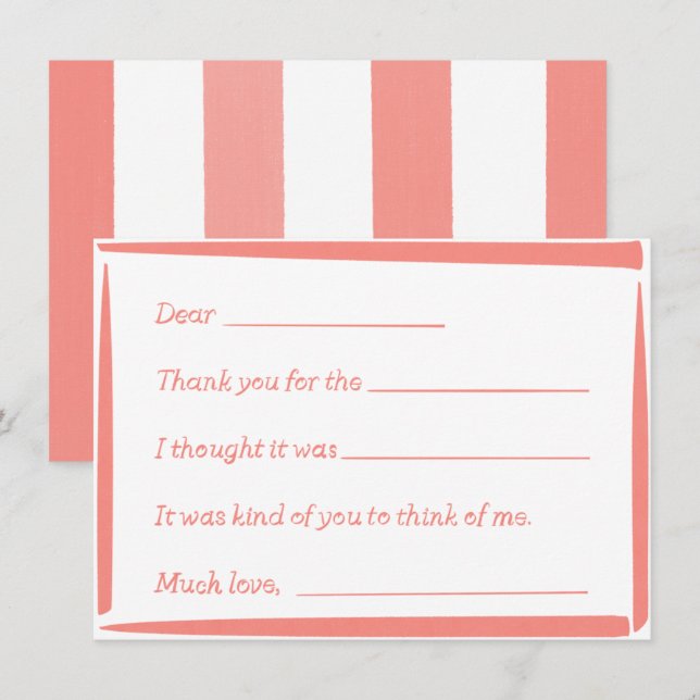 Fill-In-The-Blank "Handwritten" Thank You Notes Mitteilungskarte (Vorne/Hinten)