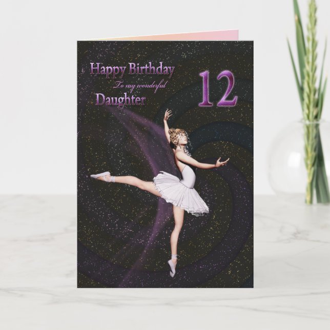 Fille 12 ans, une carte d'anniversaire de ballerin (Devant)
