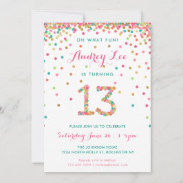 Fille 13e anniversaire Invitation treizième annive