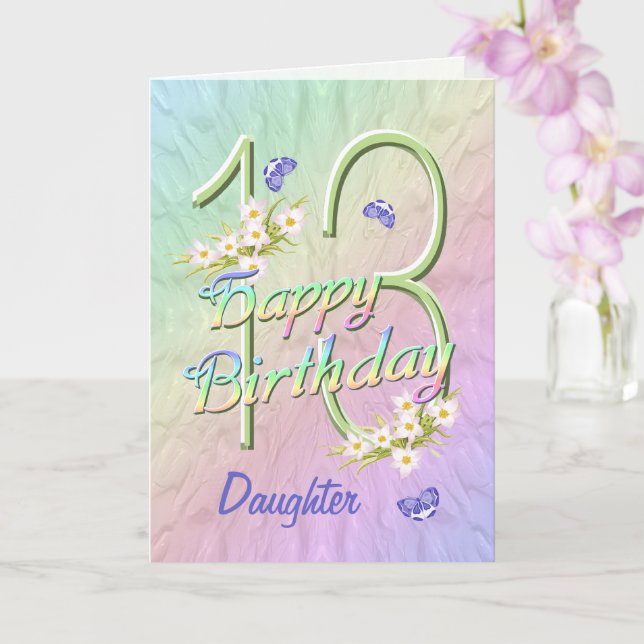 Fille 13e anniversaire Papillon Carte de jardin (Orchidée)